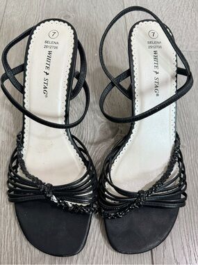 White Stag Black Braided Kitten High Heels